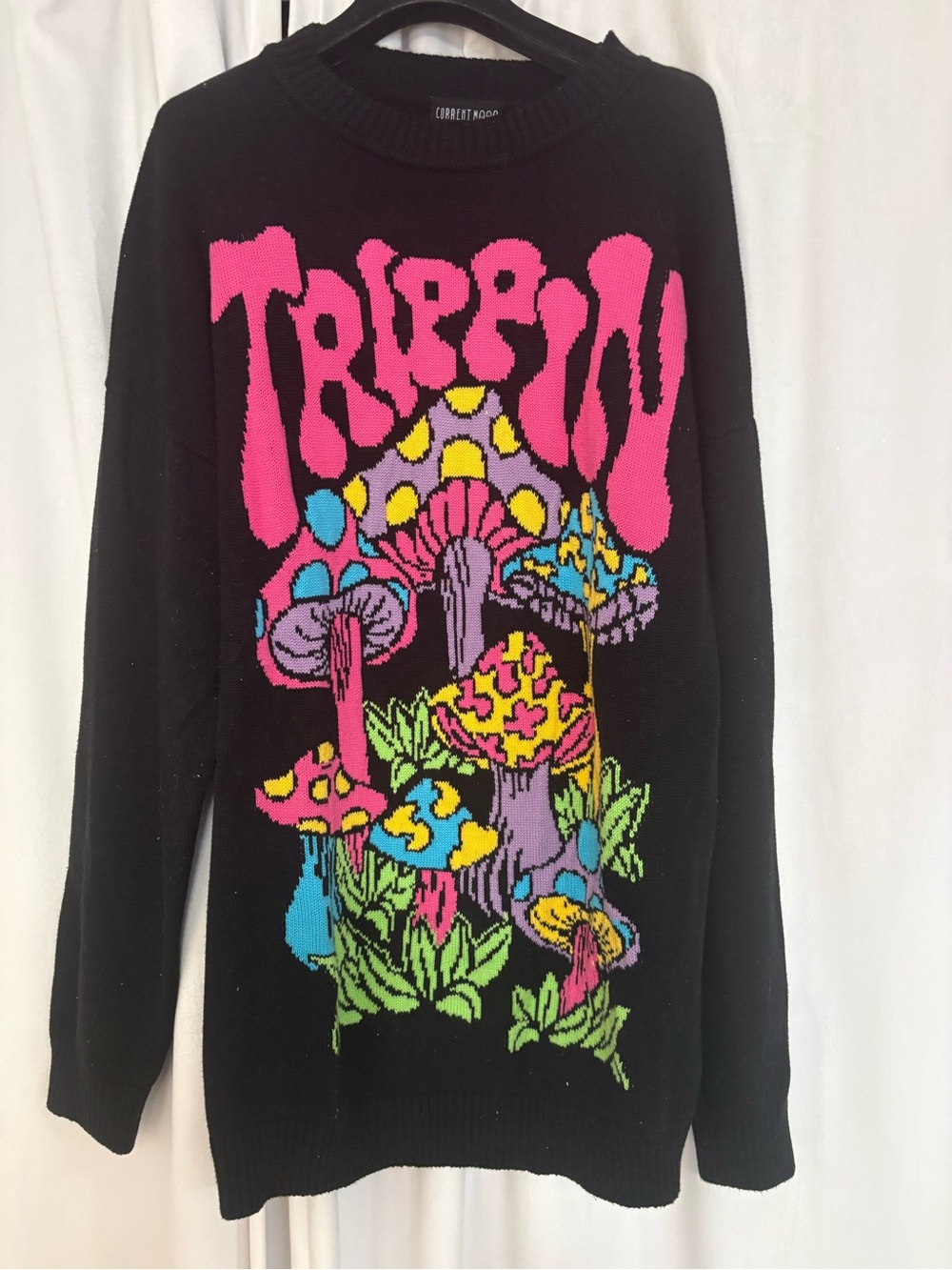 Current Mood Black 'Trippin' Graphic Mushroom Sweater/ Sweater Dress